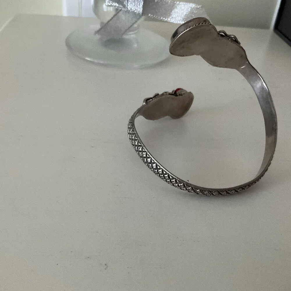 925 silver with lapis and coral stones, unique shape 69 grams